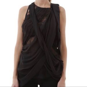 PRADA Black Layered Draped Top